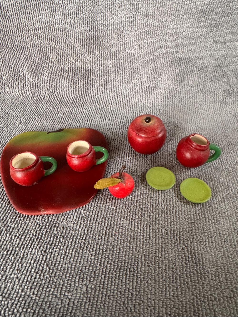 Miniature Apple Ceramic Tea Set. Hand Painted Thailand
